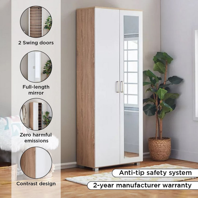 Capri Moonlight 33-Pair Tall Shoe Cabinet with Mirror - Image 5