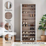 Capri Moonlight 33-Pair Tall Shoe Cabinet with Mirror