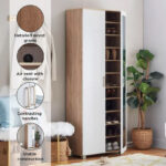 Capri Moonlight 33-Pair Tall Shoe Cabinet with Mirror
