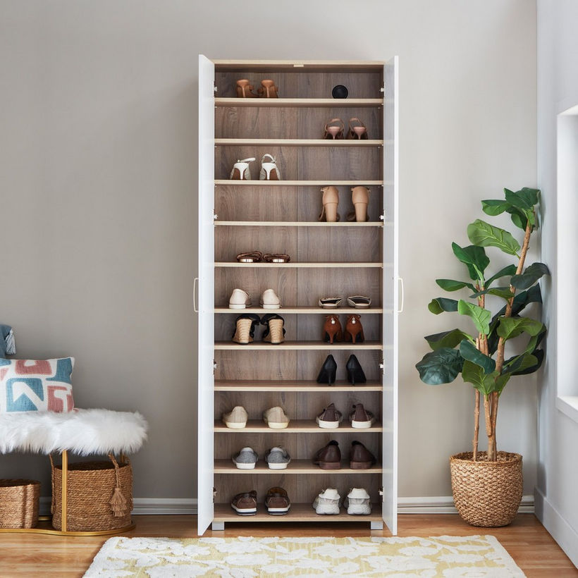 Capri Moonlight 33-Pair Tall Shoe Cabinet with Mirror - Image 10