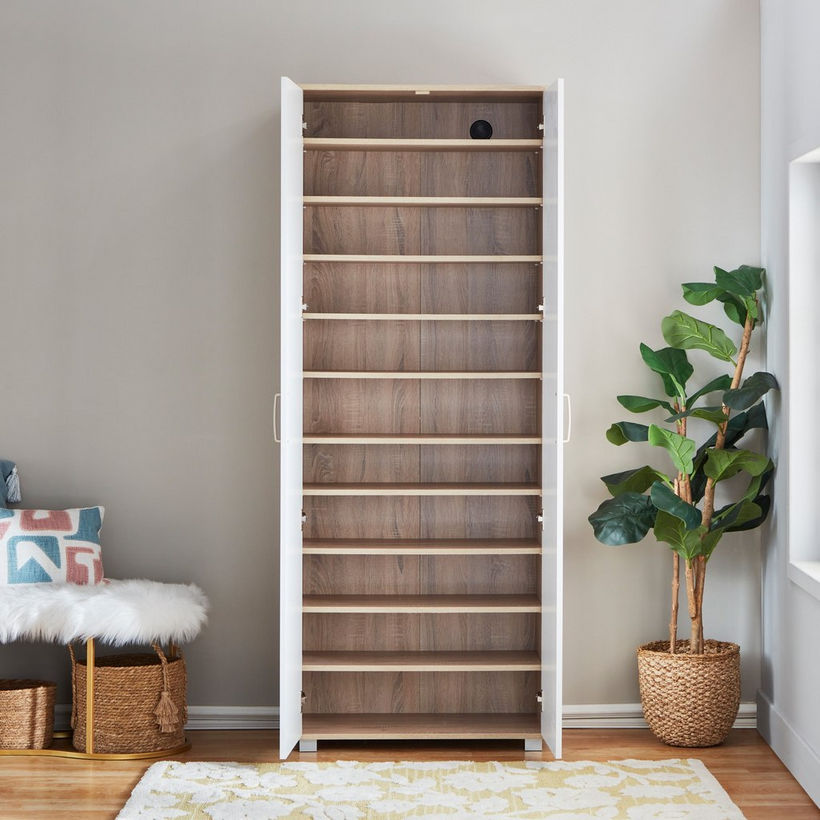 Capri Moonlight 33-Pair Tall Shoe Cabinet with Mirror - Image 11