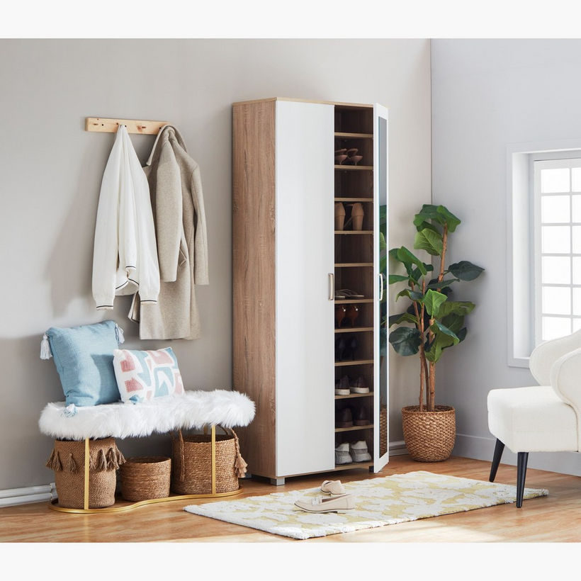 Capri Moonlight 33-Pair Tall Shoe Cabinet with Mirror - Image 17