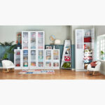 Frankfurt 3-Tier Multipurpose Bookcase Storage Unit with Acrylic Door