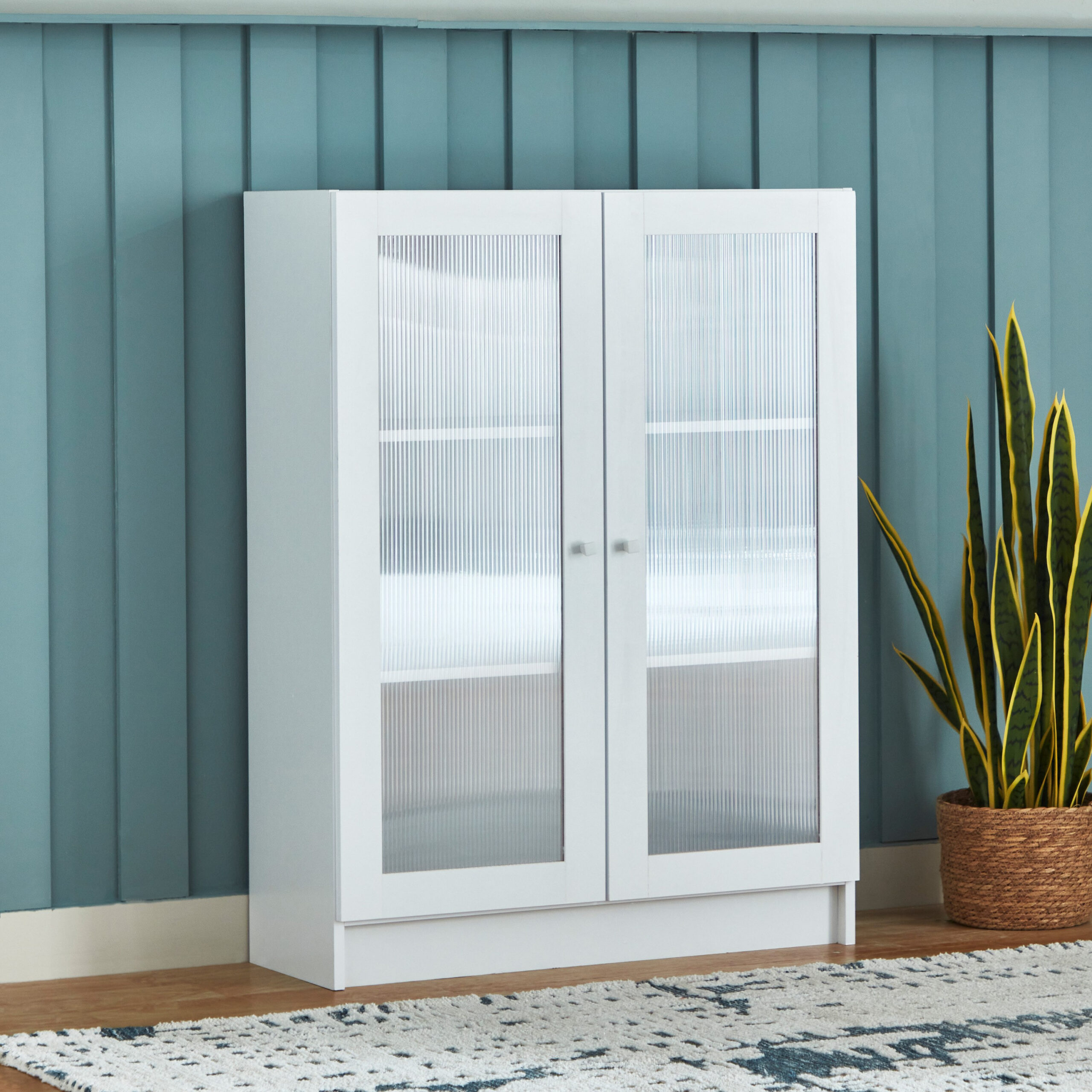 Frankfurt 3-Tier Multipurpose Bookcase Storage Unit with 2 Acrylic Doors