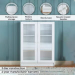 Frankfurt 3-Tier Multipurpose Bookcase Storage Unit with 2 Acrylic Doors