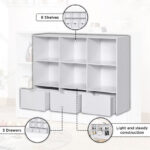 Movo Vanilla Cody Storage Cabinet with 3 Drawers