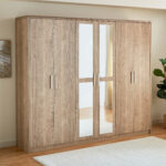 Curvy 6-Door Wardrobe with Mirror