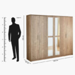 Curvy 6-Door Wardrobe with Mirror