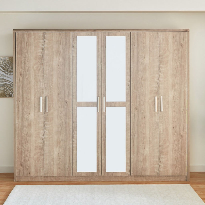Curvy 6-Door Wardrobe with Mirror - Image 3