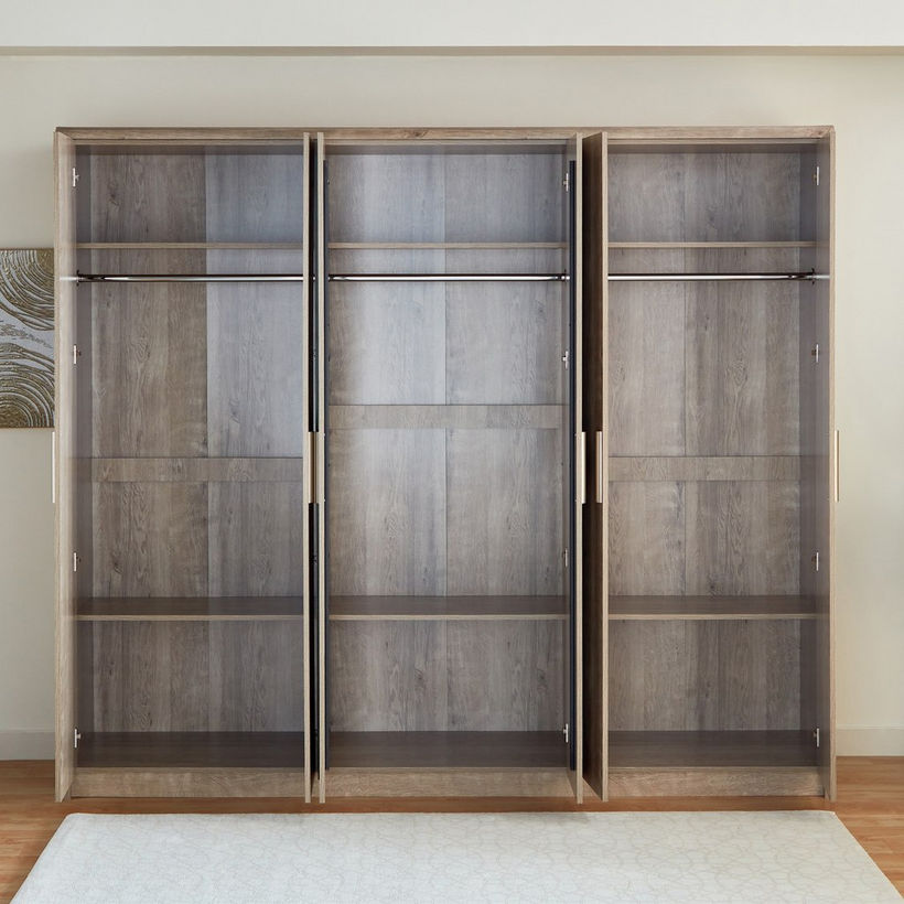Curvy 6-Door Wardrobe with Mirror - Image 5