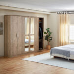 Curvy 6-Door Wardrobe with Mirror