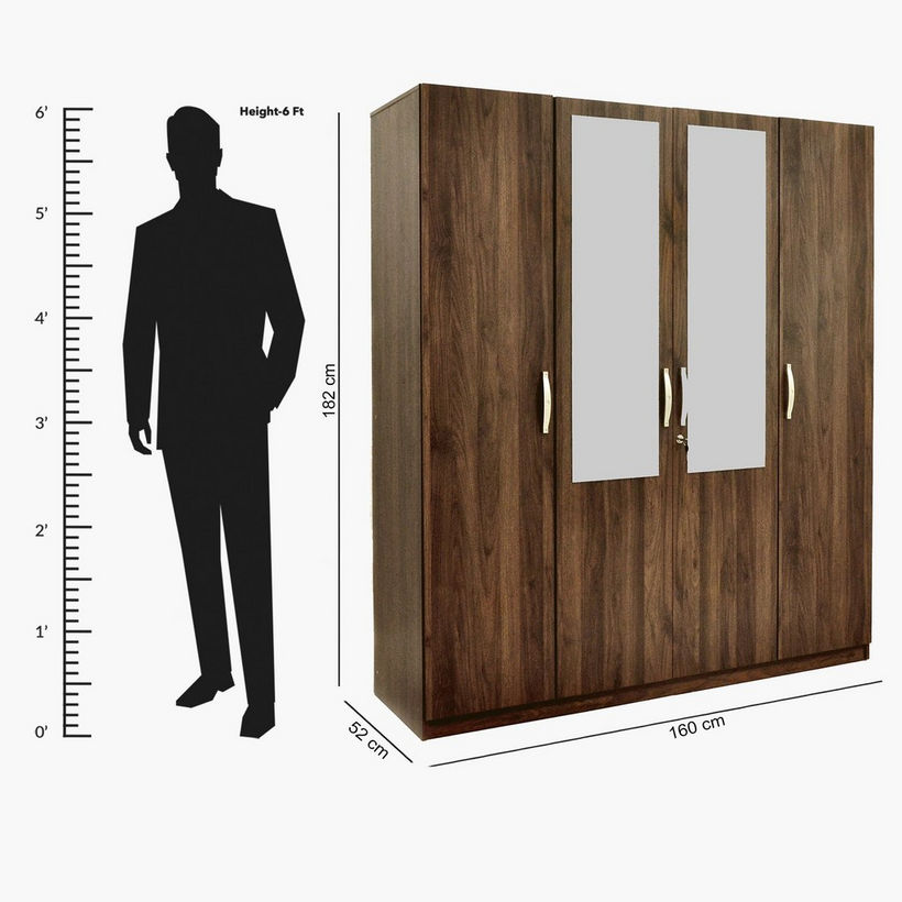 Kulltorp Plus 4-Door Wardrobe with Mirror and Lock - Image 12
