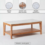 Cavon Midtown Genuine Marble Top Coffee Table with Solid Wood Base