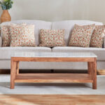Cavon Midtown Genuine Marble Top Coffee Table with Solid Wood Base