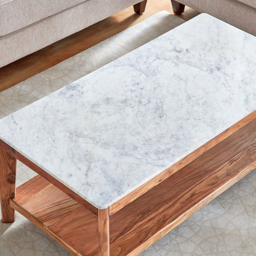 Cavon Midtown Genuine Marble Top Coffee Table with Solid Wood Base - Image 10