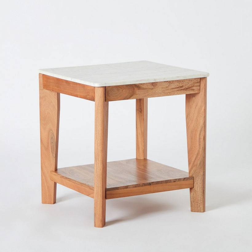Cavon Midtown Genuine Marble Top End Table with Solid Wood Base - Image 14