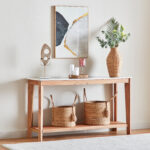 Cavon Midtown Genuine Marble Top Console Table with Solid Wood Base