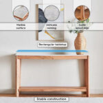 Cavon Midtown Genuine Marble Top Console Table with Solid Wood Base