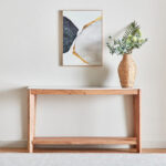 Cavon Midtown Genuine Marble Top Console Table with Solid Wood Base