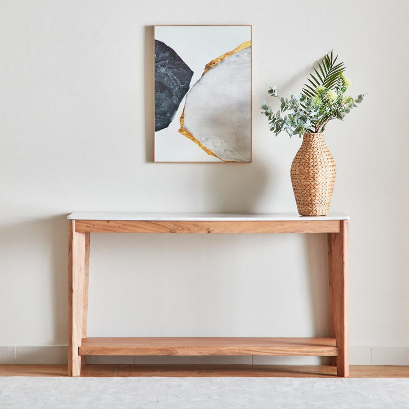 Cavon Midtown Genuine Marble Top Console Table with Solid Wood Base - Image 8