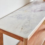 Cavon Midtown Genuine Marble Top Console Table with Solid Wood Base
