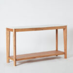 Cavon Midtown Genuine Marble Top Console Table with Solid Wood Base