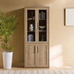 Curvy Bookcase with 2 Glass Doors