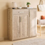 Curvy 20-Pair Shoe Cabinet with 3 Doors and 1 Drawer