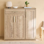 Curvy 20-Pair Shoe Cabinet with 3 Doors and 1 Drawer
