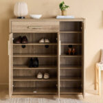 Curvy 20-Pair Shoe Cabinet with 3 Doors and 1 Drawer