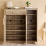 Curvy 20-Pair Shoe Cabinet with 3 Doors and 1 Drawer