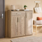 Curvy 20-Pair Shoe Cabinet with 3 Doors and 1 Drawer