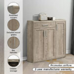 Curvy 20-Pair Shoe Cabinet with 3 Doors and 1 Drawer