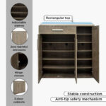 Curvy 20-Pair Shoe Cabinet with 3 Doors and 1 Drawer