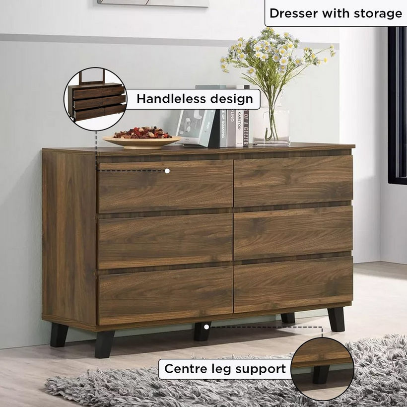 Kulltorp Plus 6-Drawer Double Dresser with Legs and without Mirror - Image 5