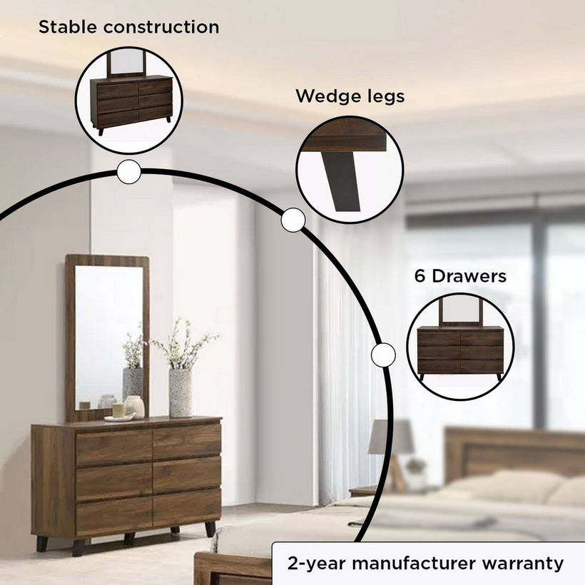 Kulltorp Plus 6-Drawer Double Dresser with Legs and without Mirror - Image 6