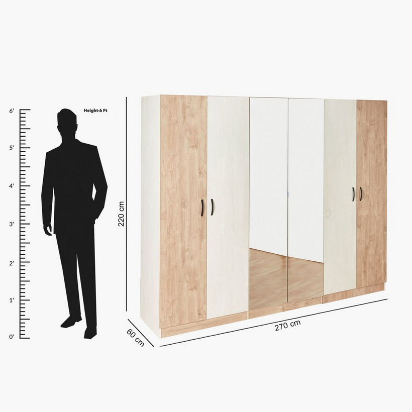 Athens Euro 6-Door Wardrobe with 2 Mirrors - Image 2