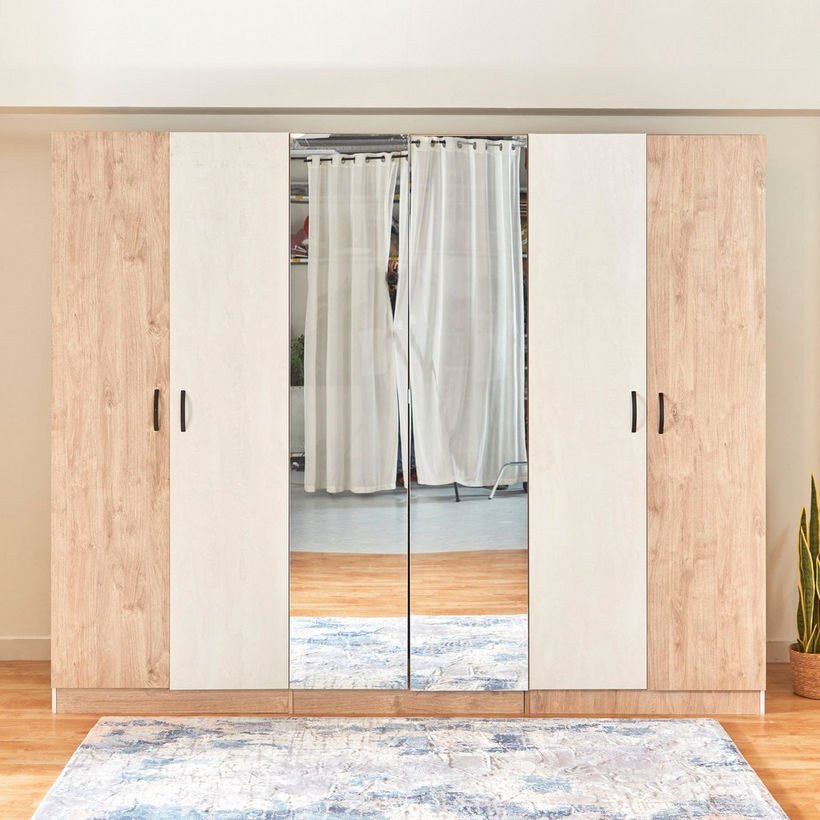 Athens Euro 6-Door Wardrobe with 2 Mirrors - Image 3
