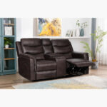 Vatican 2-Seater Leather Look Fabric Recliner Sofa with Console and Cupholders