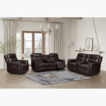 Vatican 2-Seater Leather Look Fabric Recliner Sofa with Console and Cupholders