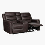 Vatican 2-Seater Leather Look Fabric Recliner Sofa with Console and Cupholders