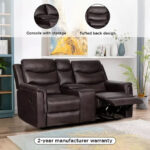 Vatican 2-Seater Leather Look Fabric Recliner Sofa with Console and Cupholders