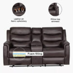 Vatican 2-Seater Leather Look Fabric Recliner Sofa with Console and Cupholders