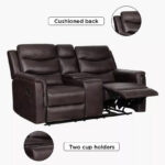 Vatican 2-Seater Leather Look Fabric Recliner Sofa with Console and Cupholders