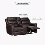 Vatican 2-Seater Leather Look Fabric Recliner Sofa with Console and Cupholders