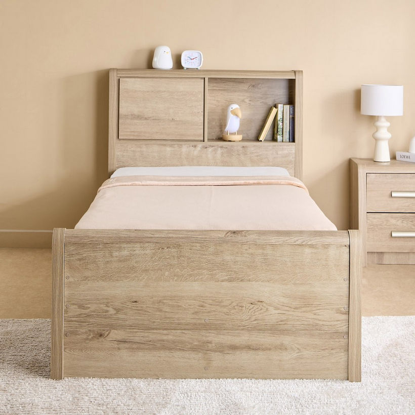 Curvy Plus Single Bed with Headboard Storage - 90x200 cm - Image 3