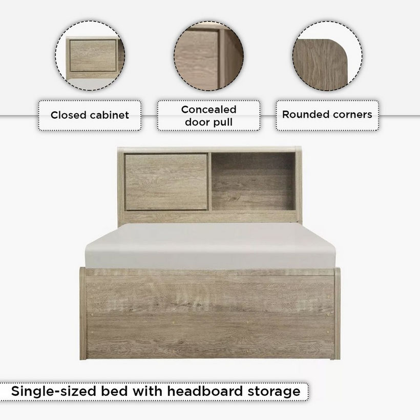 Curvy Plus Single Bed with Headboard Storage - 90x200 cm - Image 11