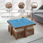 Cavon Vintaj Coffee Table with 4 Stools