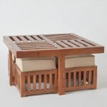 Cavon Vintaj Coffee Table with 4 Stools