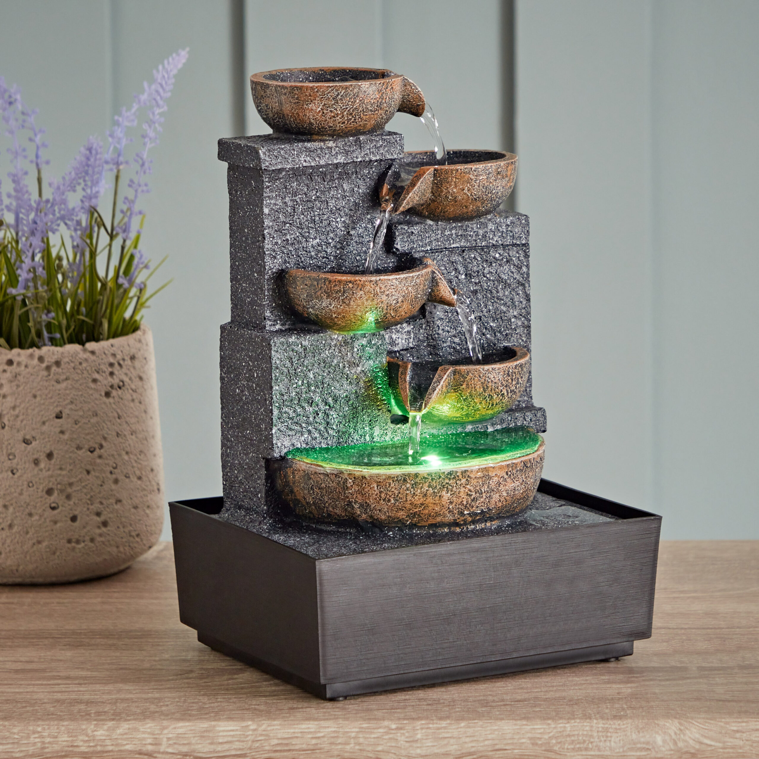 Belen Modern Fountain with LED Light - 21x17x30 cm